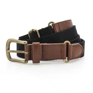 Faux leather and canvas belt