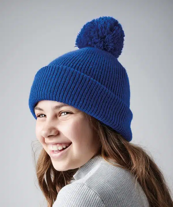 Junior reflective bobble beanie