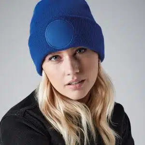 Circular patch beanie