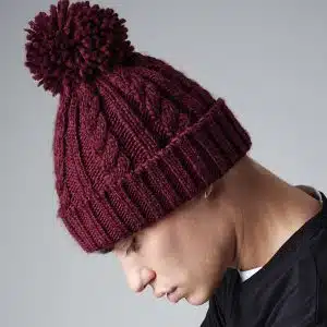 Cable knit melange beanie