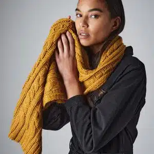 Cable knit melange scarf