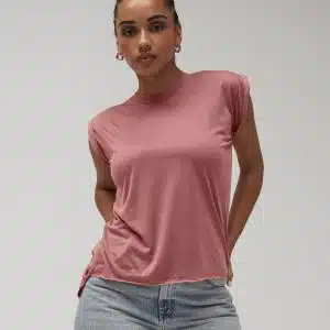 Women's flowy muscle tee with rolled cuff