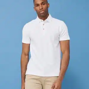 Classic cotton piqué polo with stand-up collar