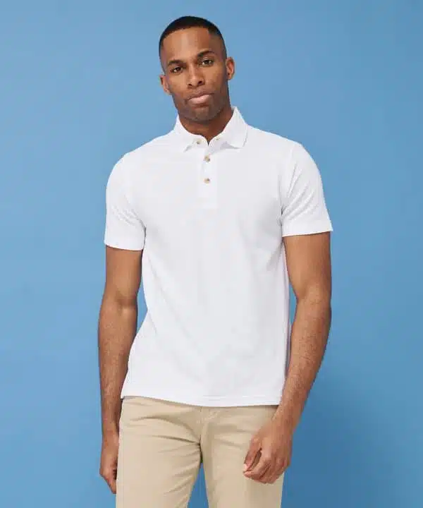 Classic cotton piqué polo with stand-up collar