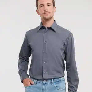 Long sleeve polycotton easycare fitted poplin shirt