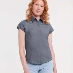 Women's cap sleeve polycotton easycare fitted poplin shirt