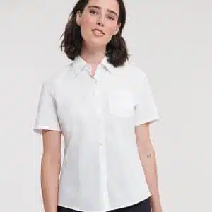 Women's short sleeve pure cotton easycare poplin shirt