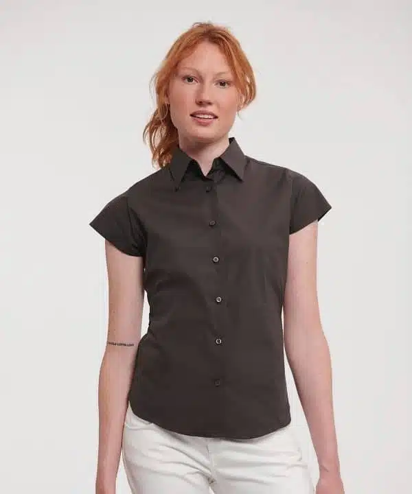 Women's short sleeve easycare fitted stretch shirt