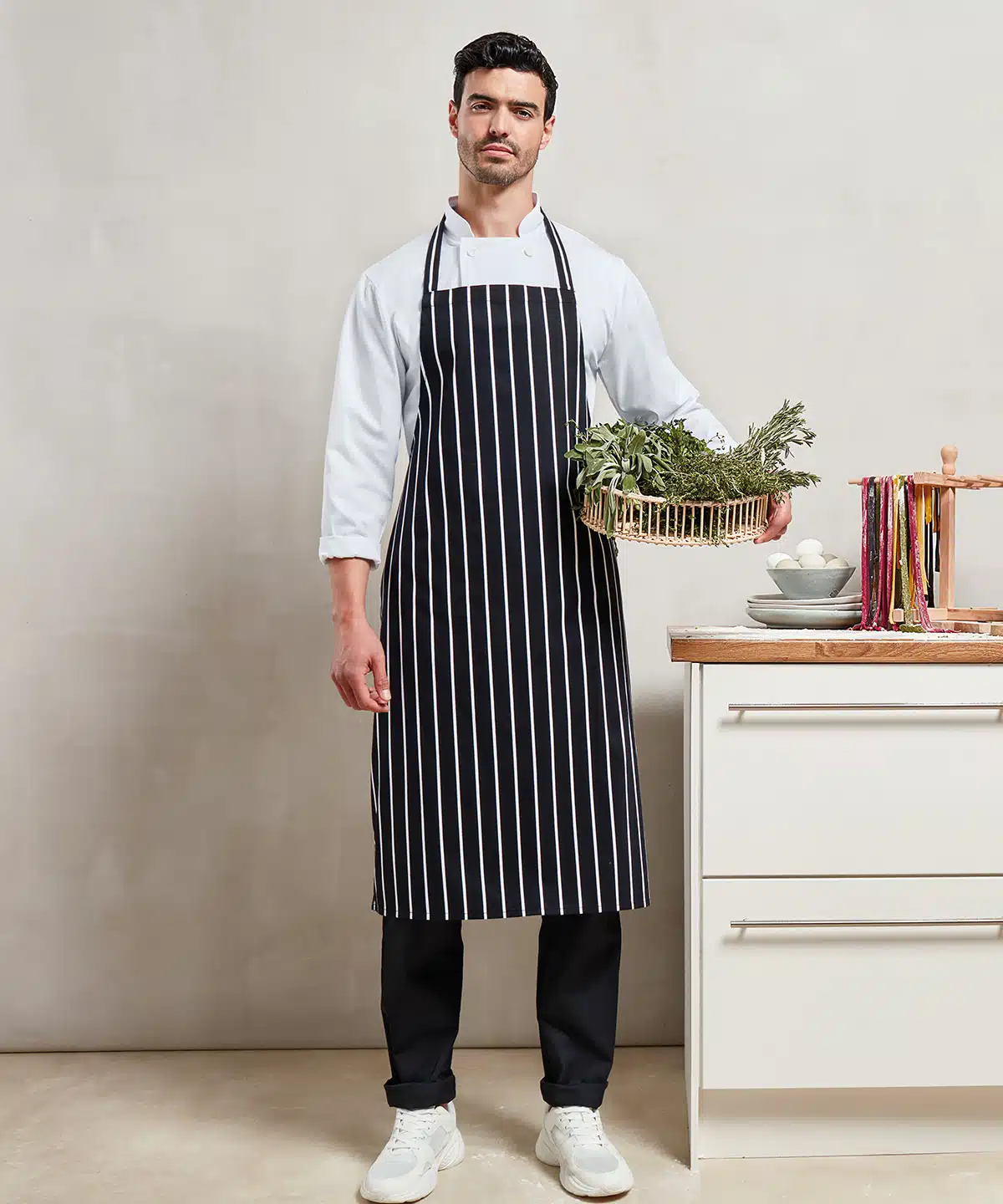 Striped bib apron