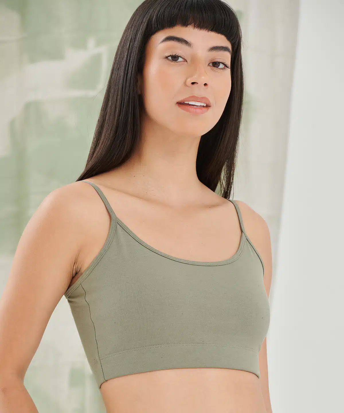 Women's sustainable fashion cropped cami top with adjustable straps