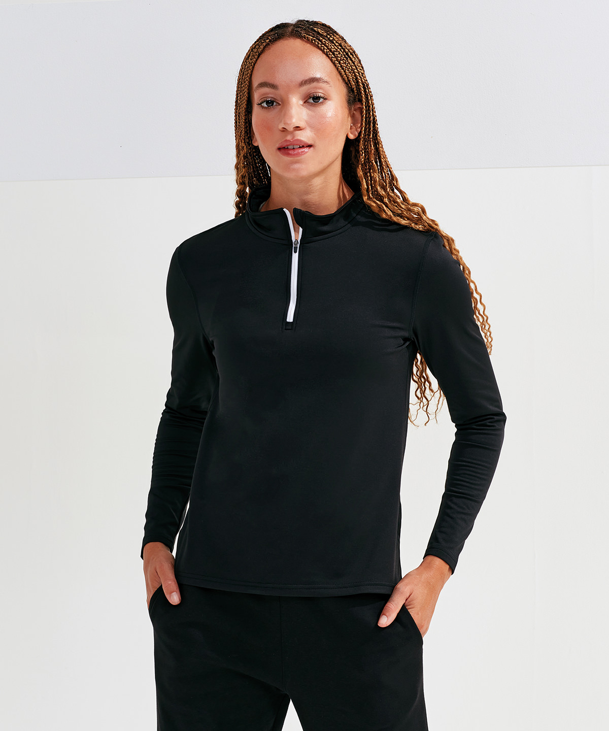 Womens TriDri® recycled long sleeve brushed back ¼ zip top